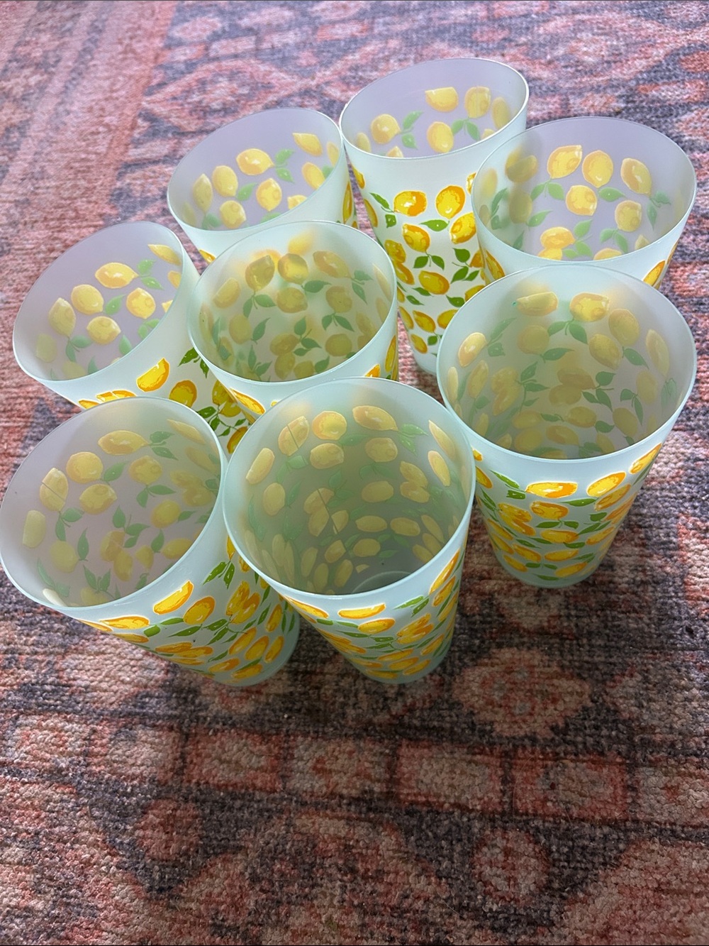 Decorative Lemon Pattern Frosted plastic Tumblers - Yellow 16oz